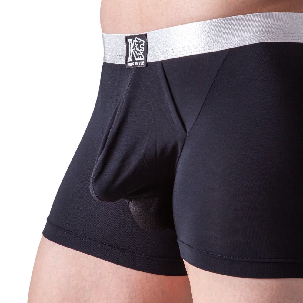 Diamond Black boxer briefs with a silver King Style waistband