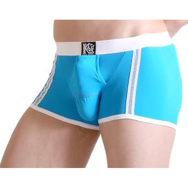 Bright blue CoolMax boxer briefs with white trim